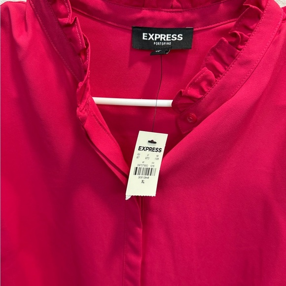 Express Pink Long Sleeve Blouse with Mandarin Collar - Picture 4 of 7